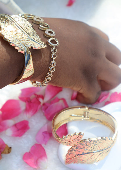 Gold feather bangle