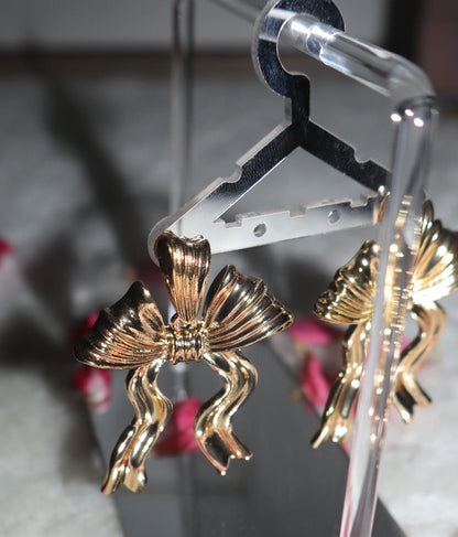 Golden bow earrings