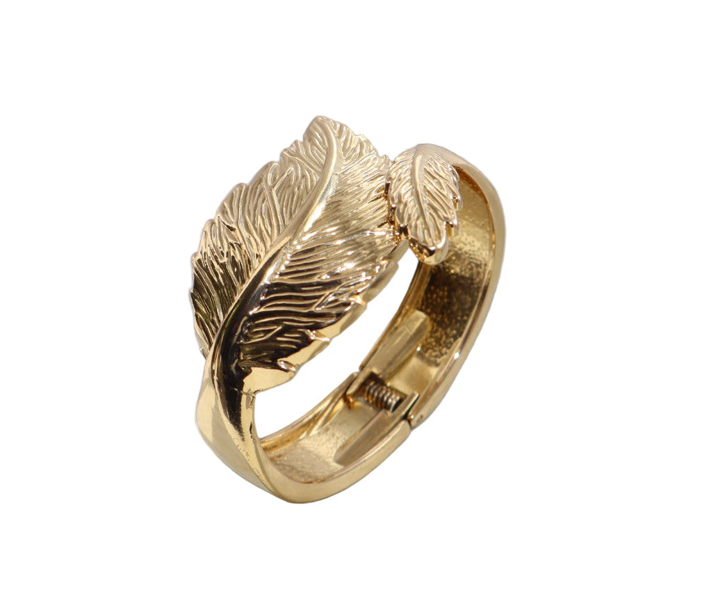 Gold feather bangle